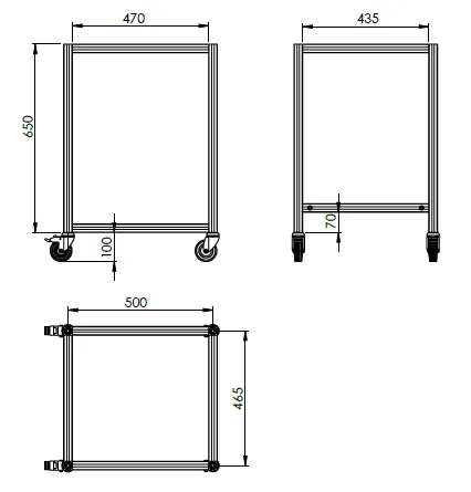 Support sur roulettes profilé aluminium - HPM S