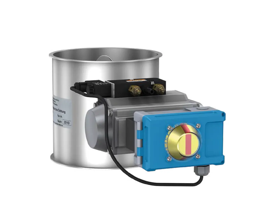 [JAC-CLAPTH-PNE24V-150] VANNES À CLAPET AVEC VÉRIN ROTATIF PNEUMATIQUE RAL 7032 - dia. 150mm - 24VDC